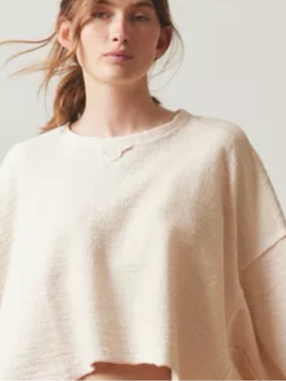 Urban Outfitters Cream Boxy Crewneck Sweater